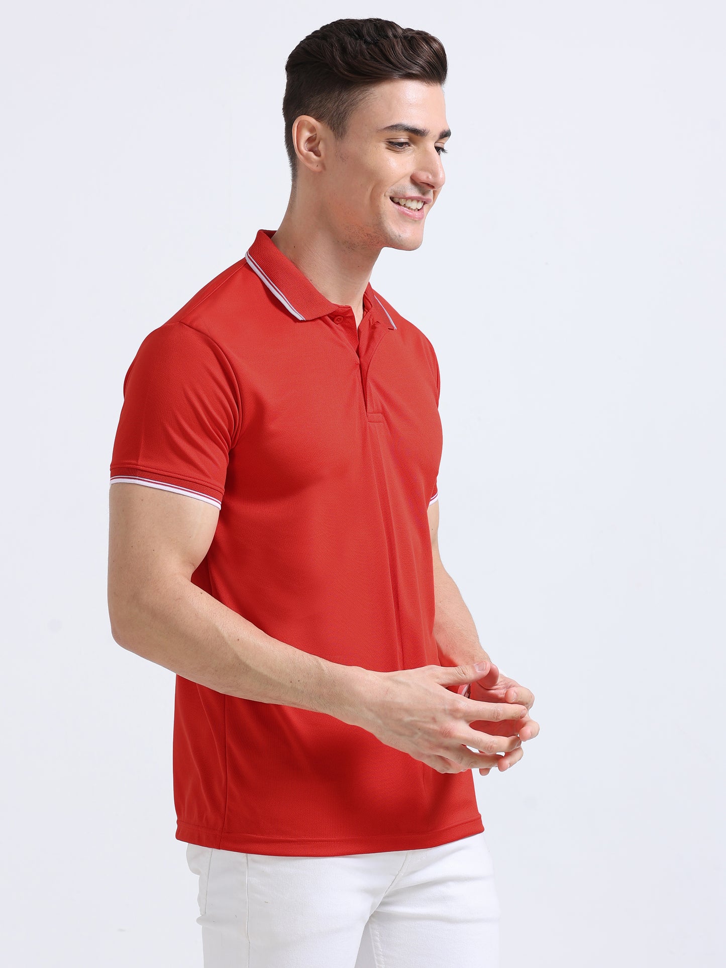 PrimoKnit Dotcell Polo - Red with White Tipping