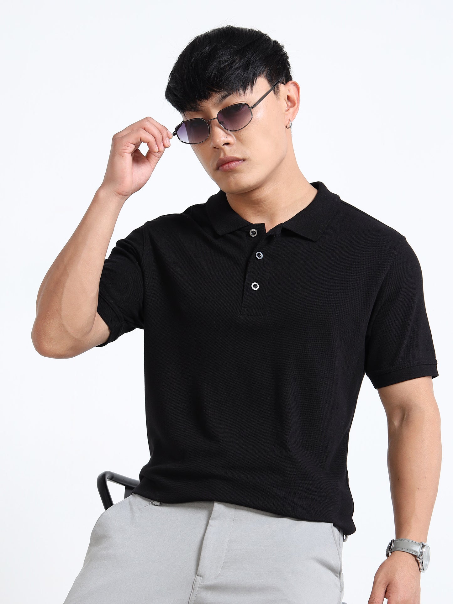 EcoBlend Polo Tshirts - Plain Black