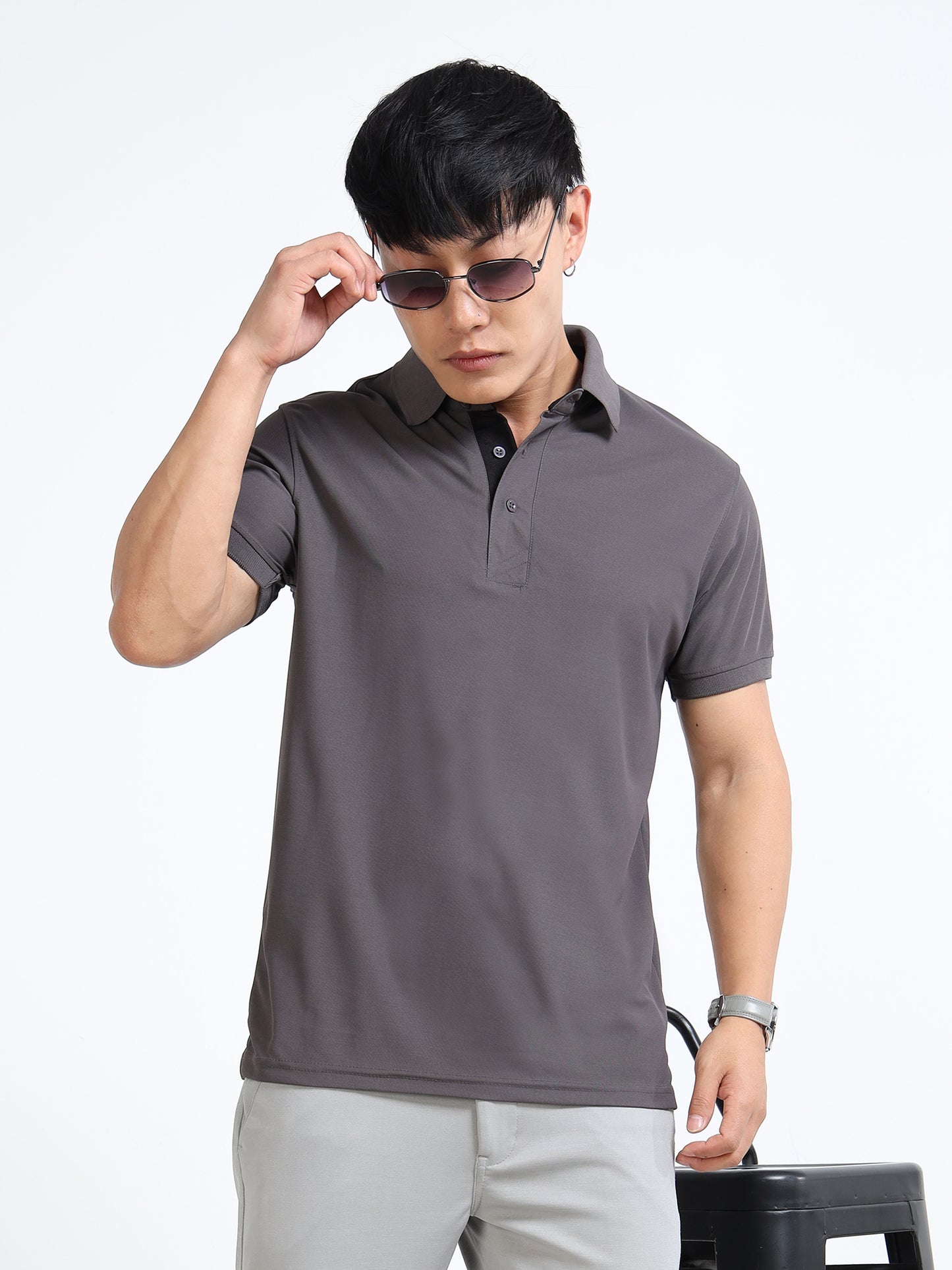 AeroPiq Polo Tshirts - Slate Grey / Charcoal