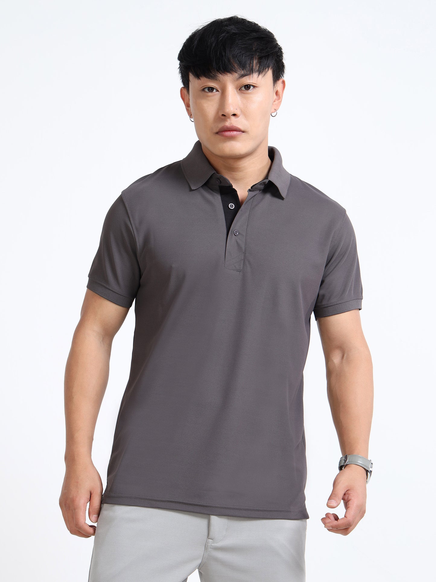 AeroPiq Polo Tshirts - Slate Grey / Charcoal