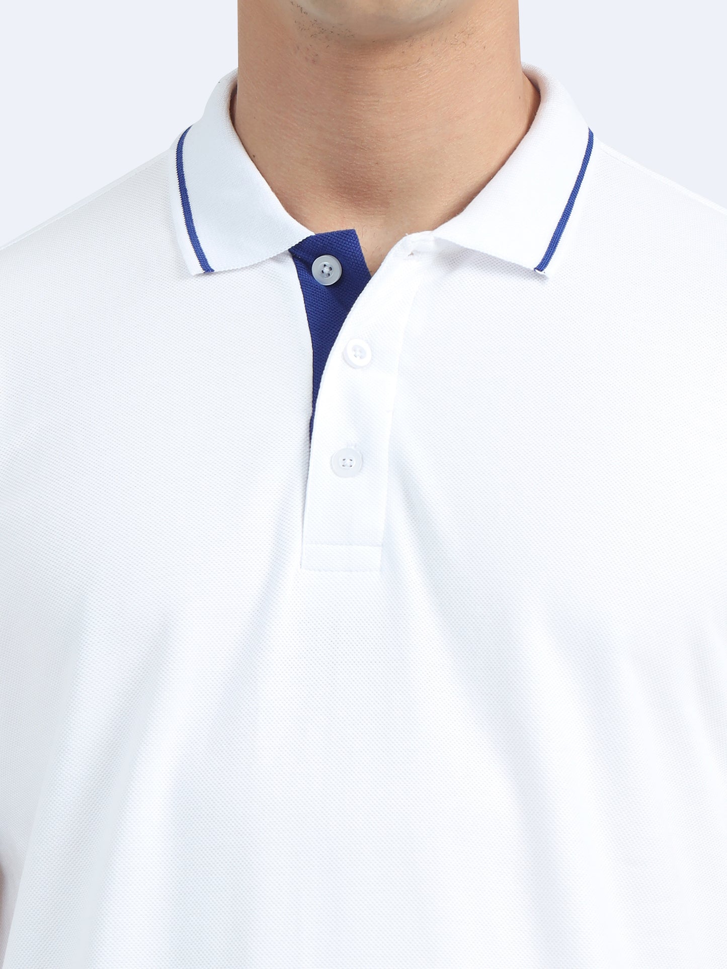 Biowashed Organic Polo - White with Blue Tipping