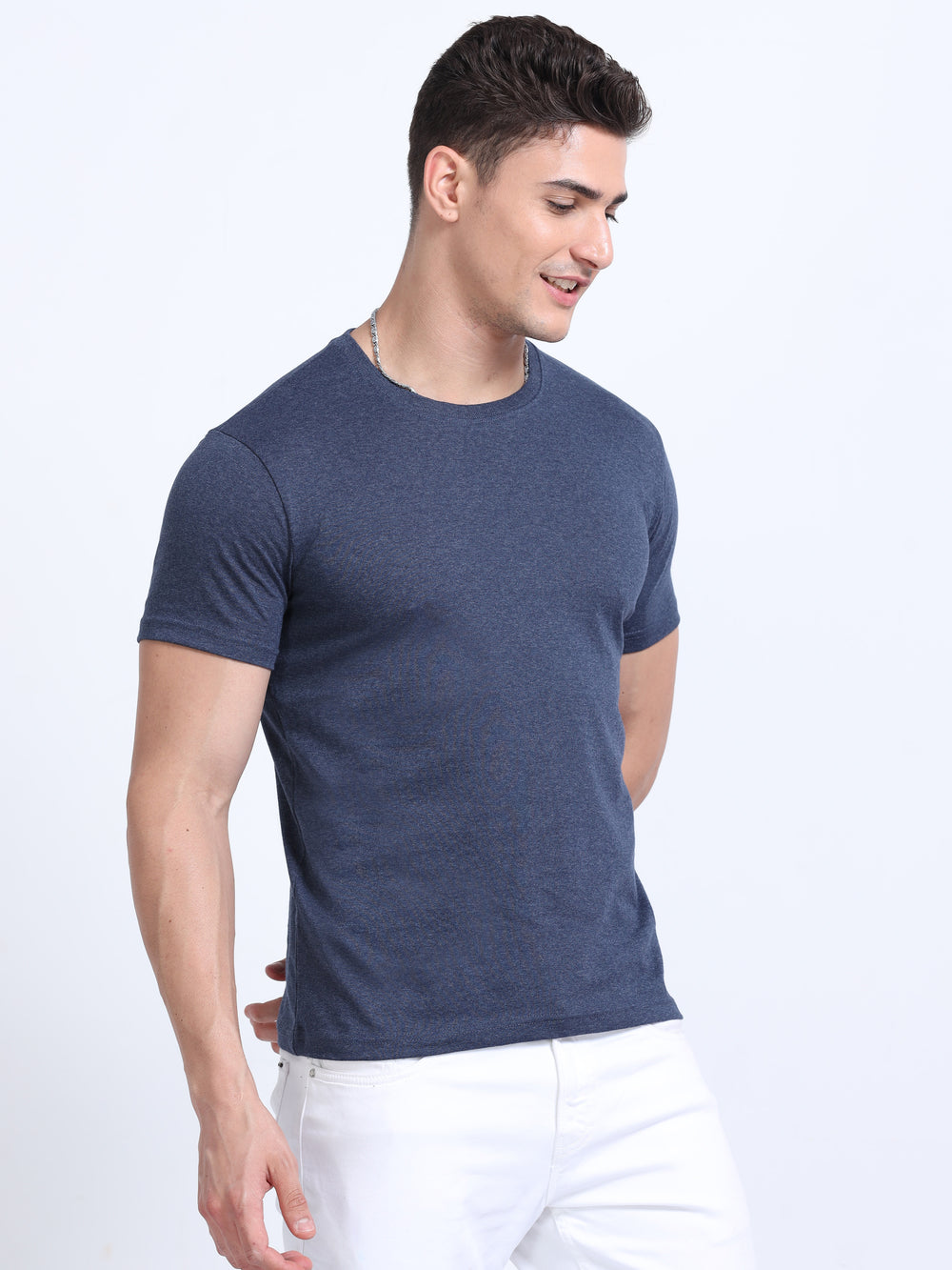 EcoBlend Round Neck Tshirts - Navy Melange