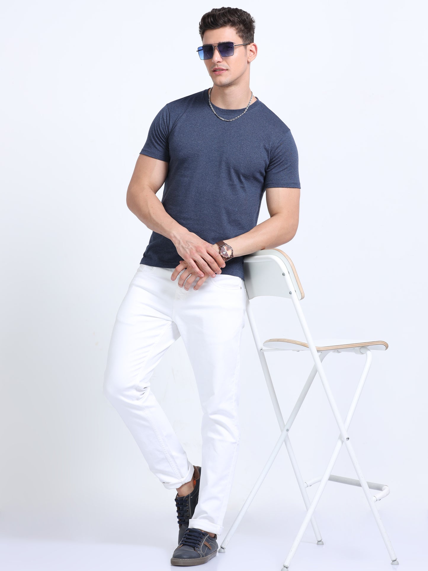 EcoBlend Round Neck Tshirts - Navy Melange