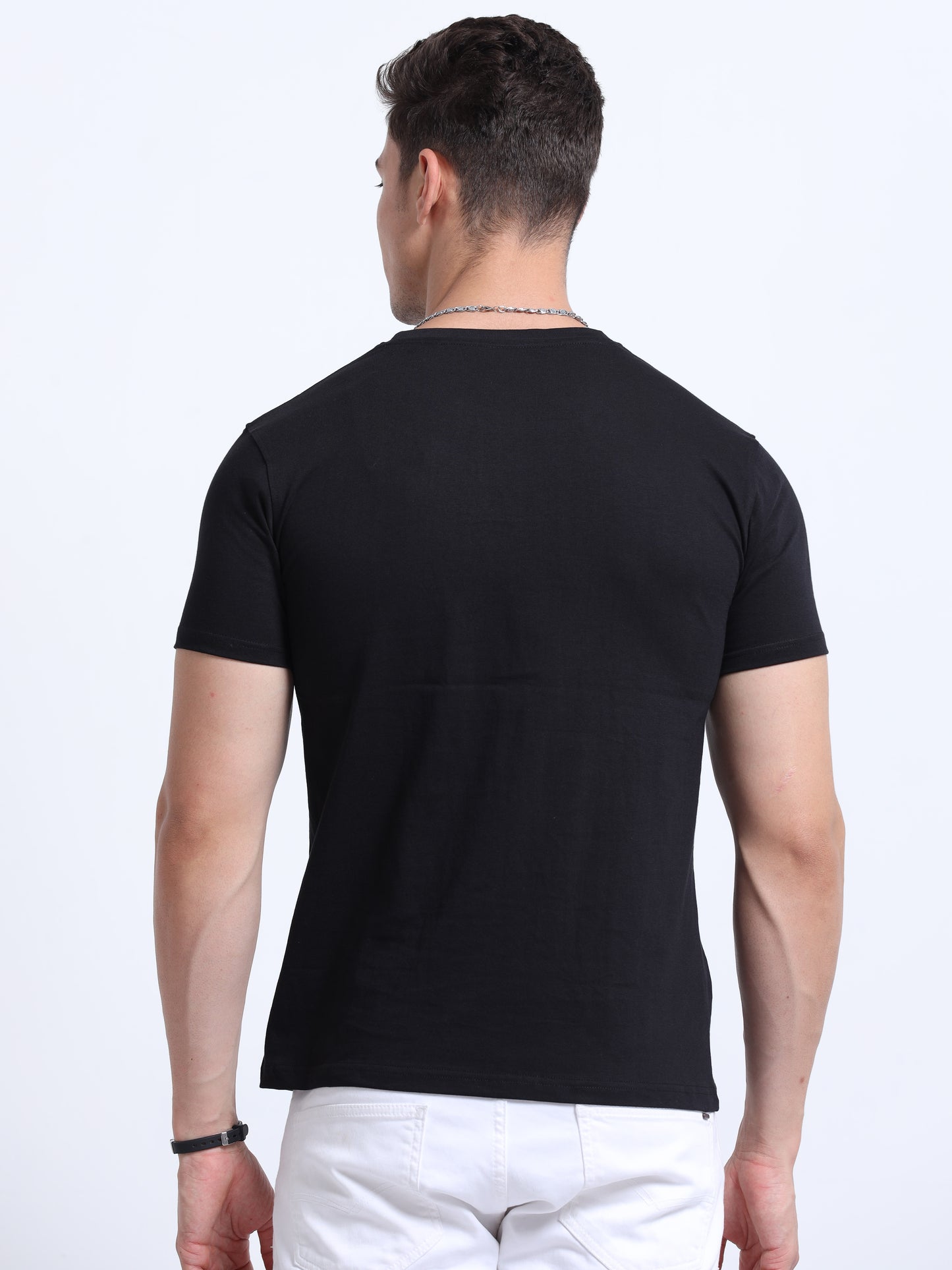 Biowashed Round Neck 100% Cotton Tshirt - Black