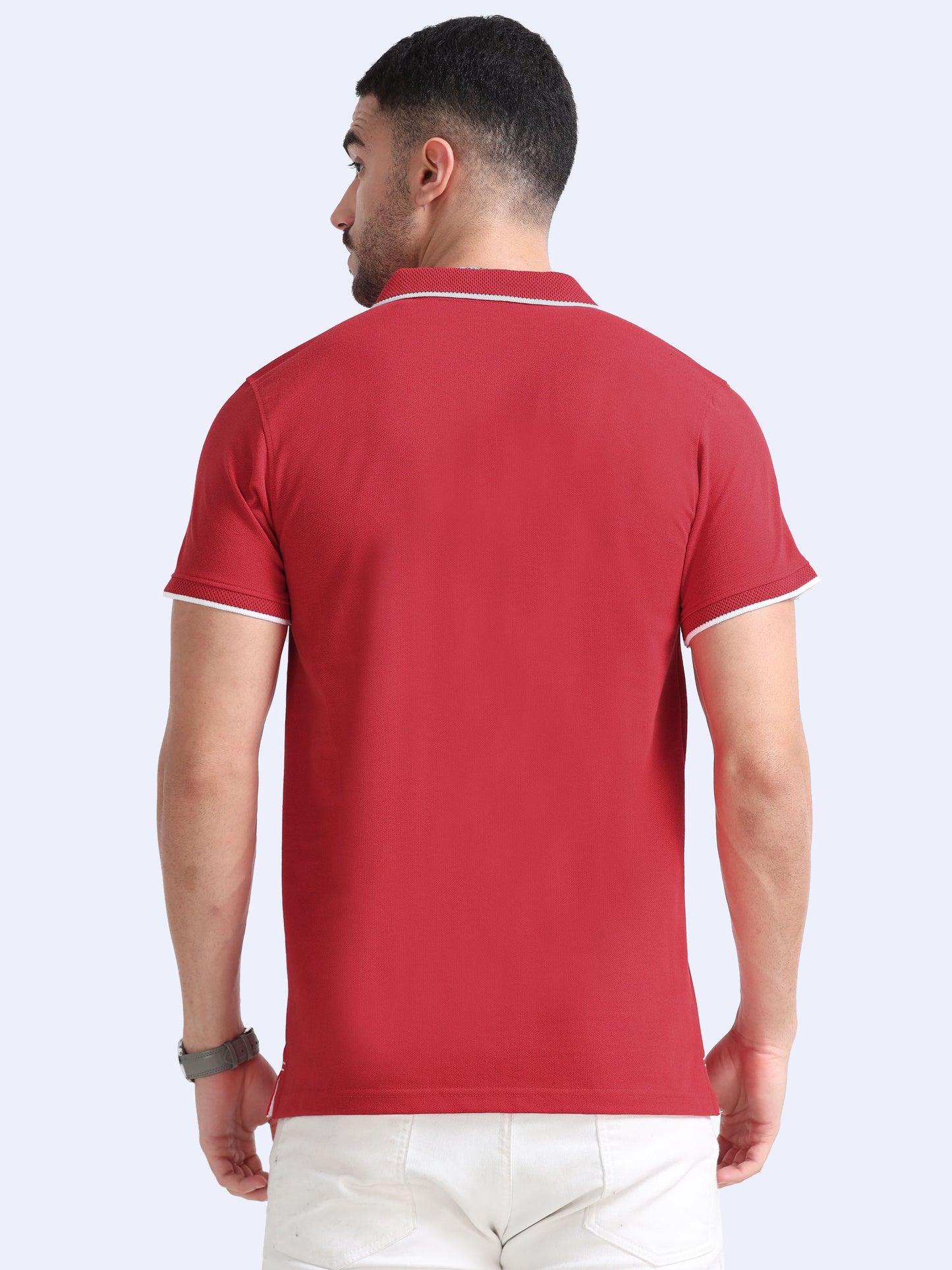 EcoBlend Polo Tshirts - Red with White Tipping