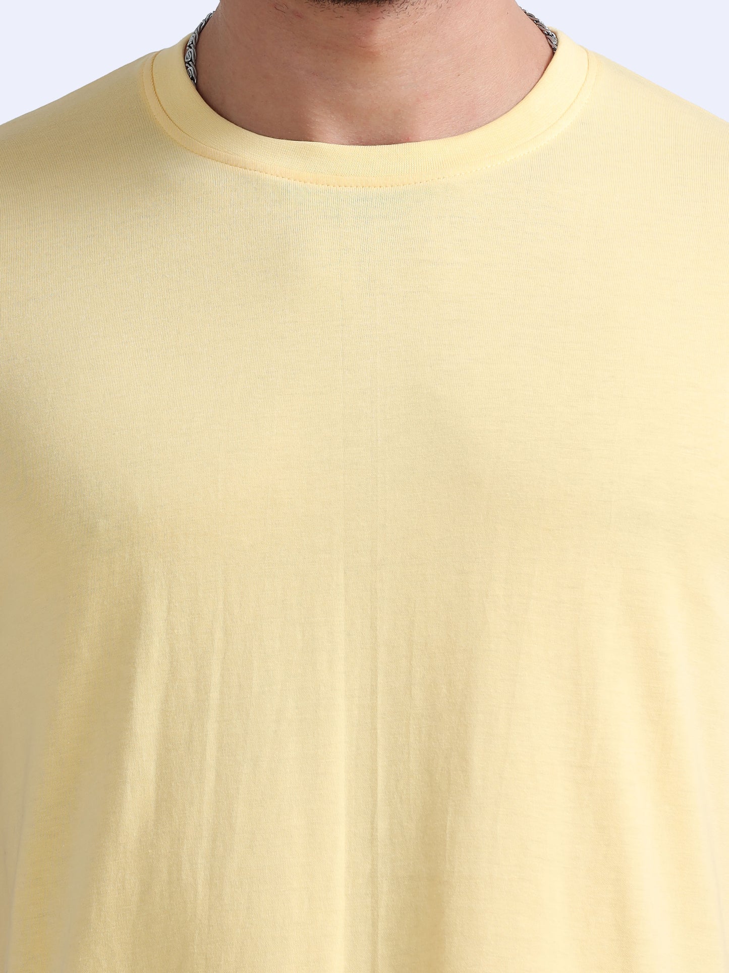 Biowashed Round Neck 100% Cotton Tshirt - Yellow