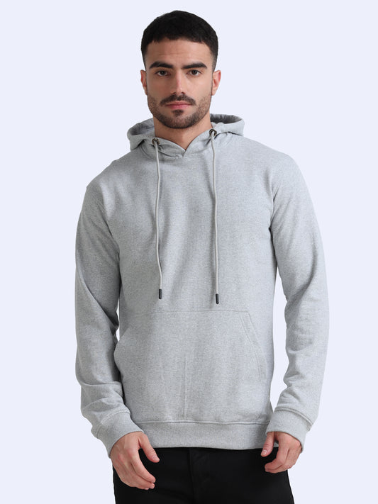 URBANHOOD Premium Hoodies without Zip - Grey Melange