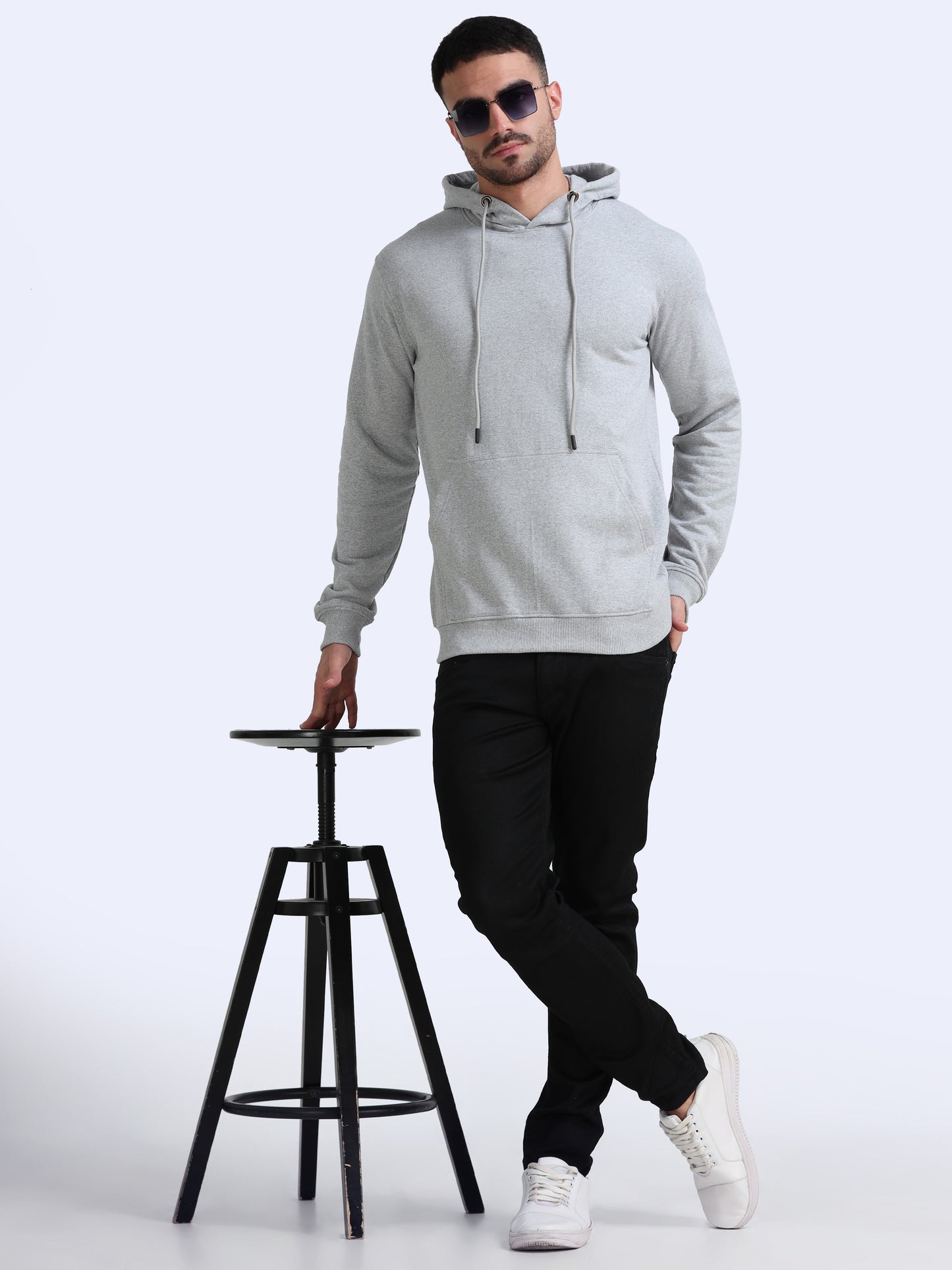 URBANHOOD Premium Hoodies without Zip - Grey Melange