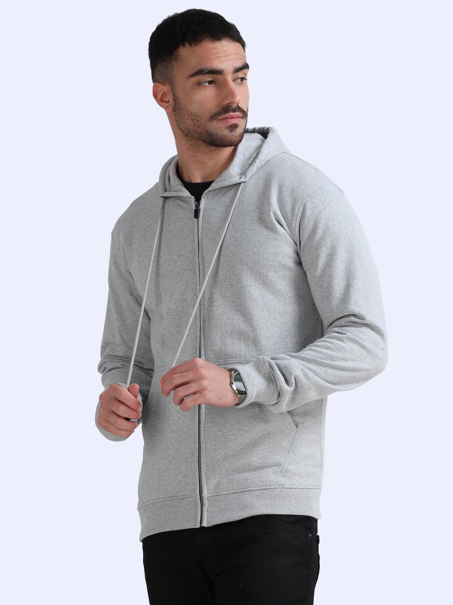 URBANHOOD Premium Hoodies with Zip - Grey Melange