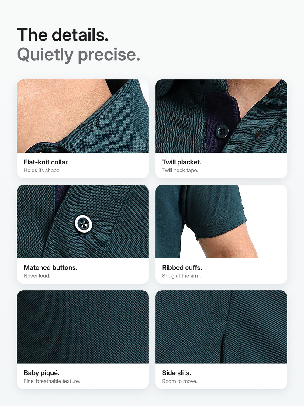 AeroPiq Polo Tshirts - Bottle Green – Details