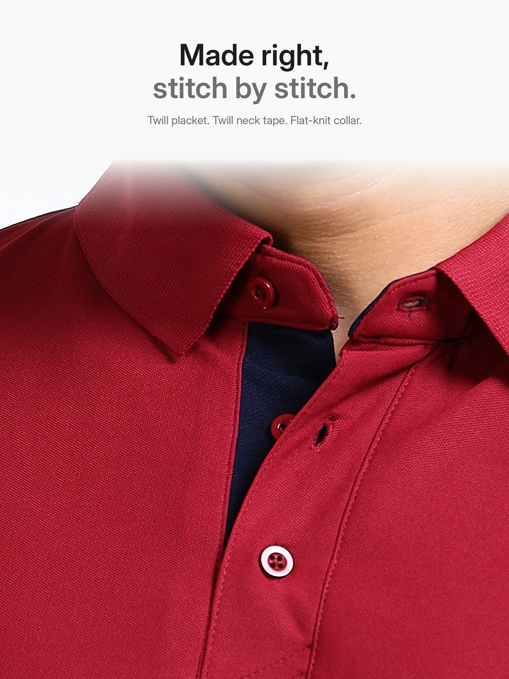 AeroPiq Polo Tshirts - Maroon – Close-up