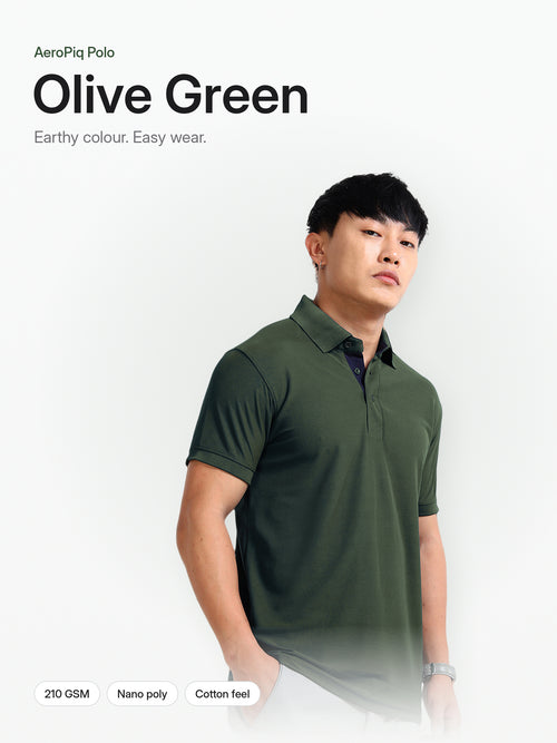 AeroPiq Polo Tshirts - Olive Green