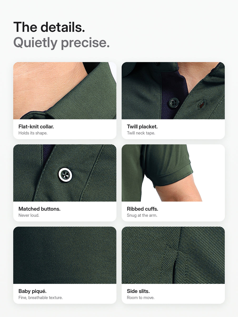 AeroPiq Polo Tshirt Olive Green, details