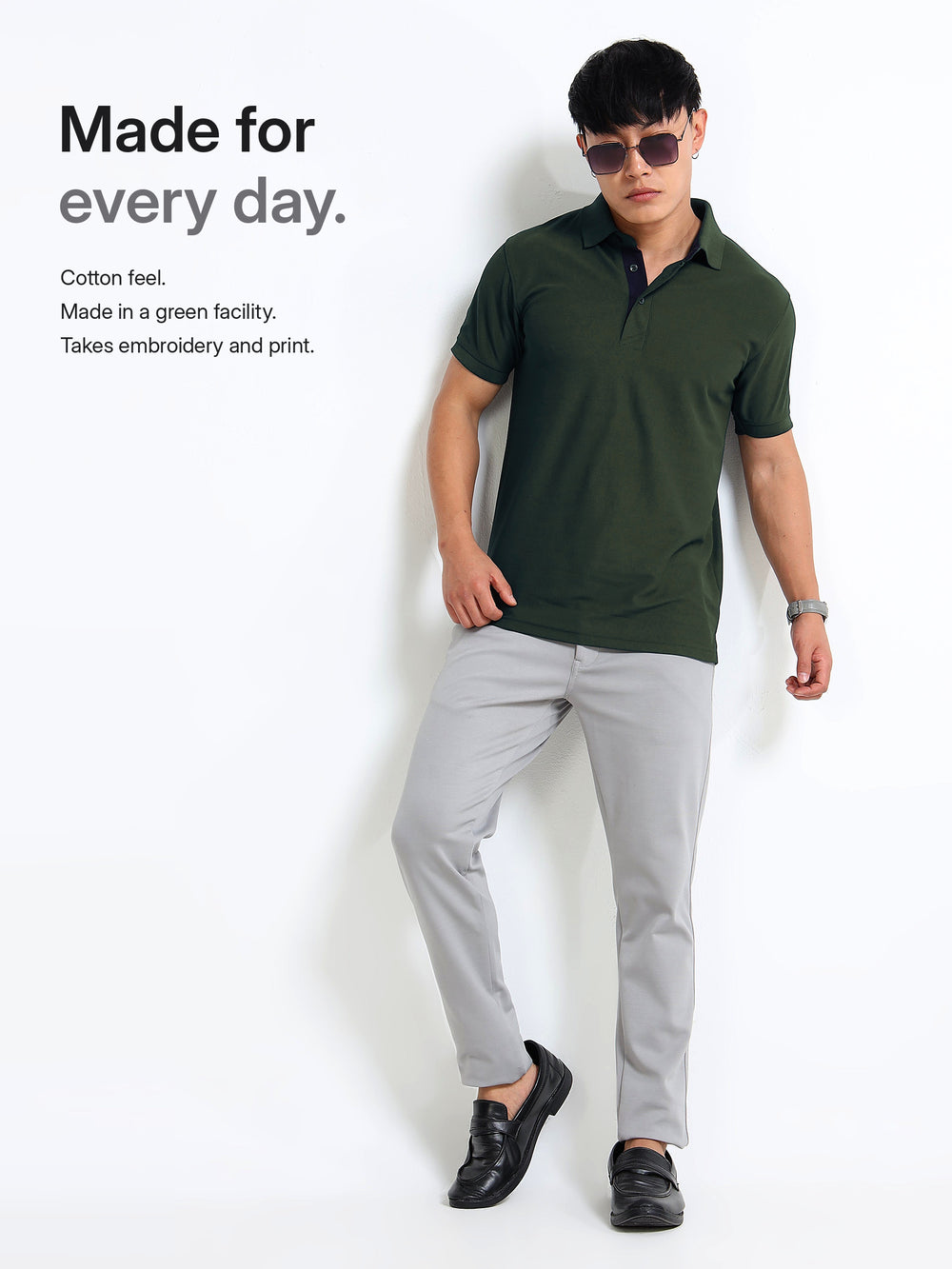 AeroPiq Polo Tshirt Olive Green, everyday wear