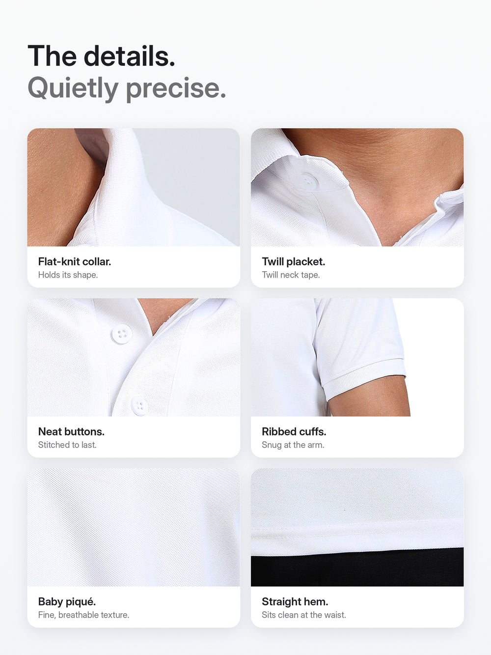 AeroPiq Polo Tshirts - White – Details