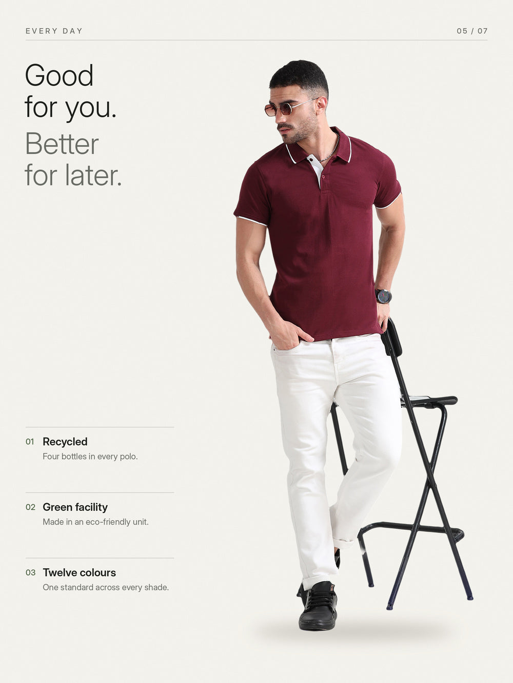 EcoBlend Polo Tshirts - Maroon with White Tipping – Everyday