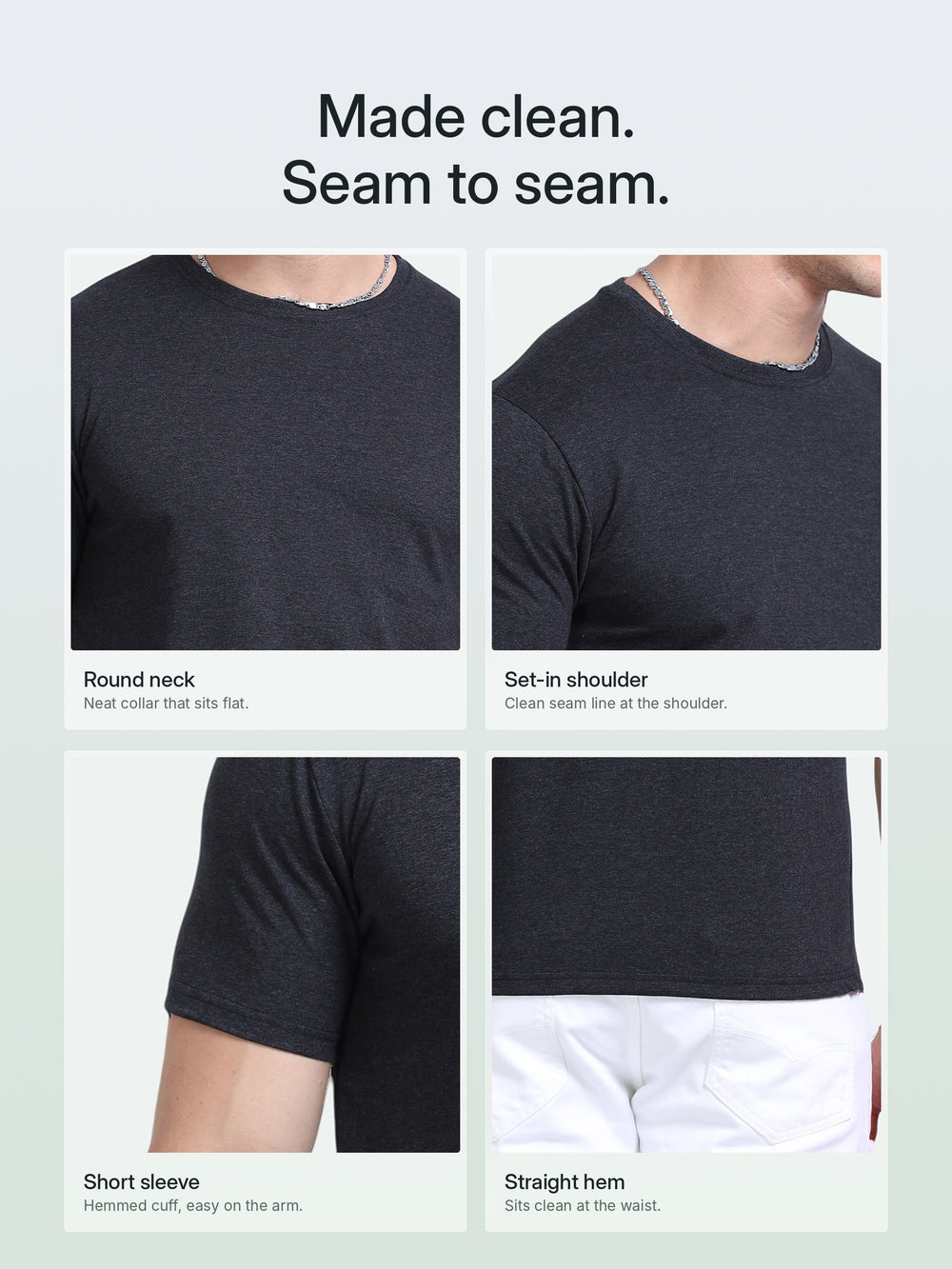 EcoBlend Round Neck Tshirts - Charcoal – Details