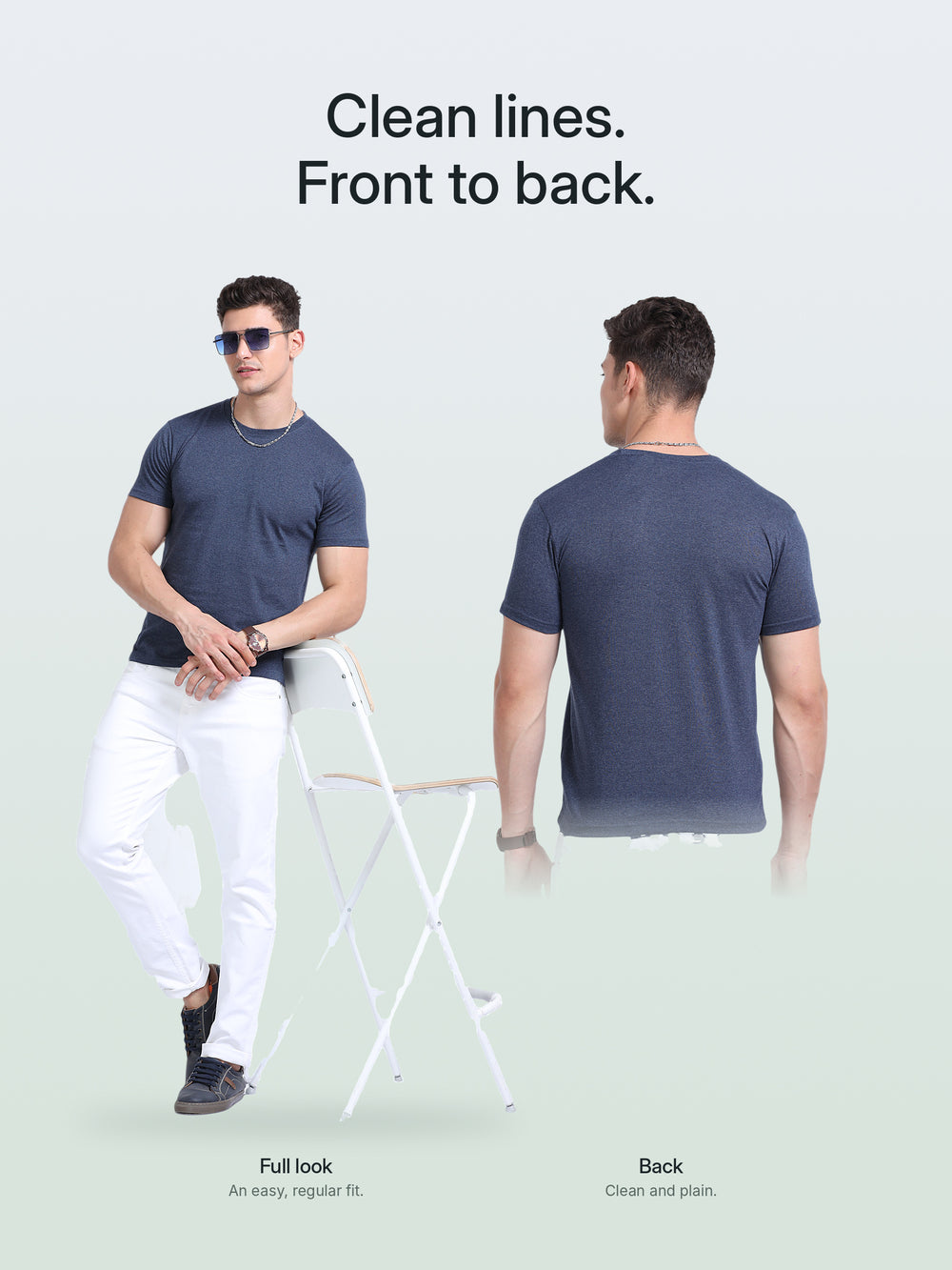 EcoBlend Round Neck Tshirts - Navy Melange – Lifestyle