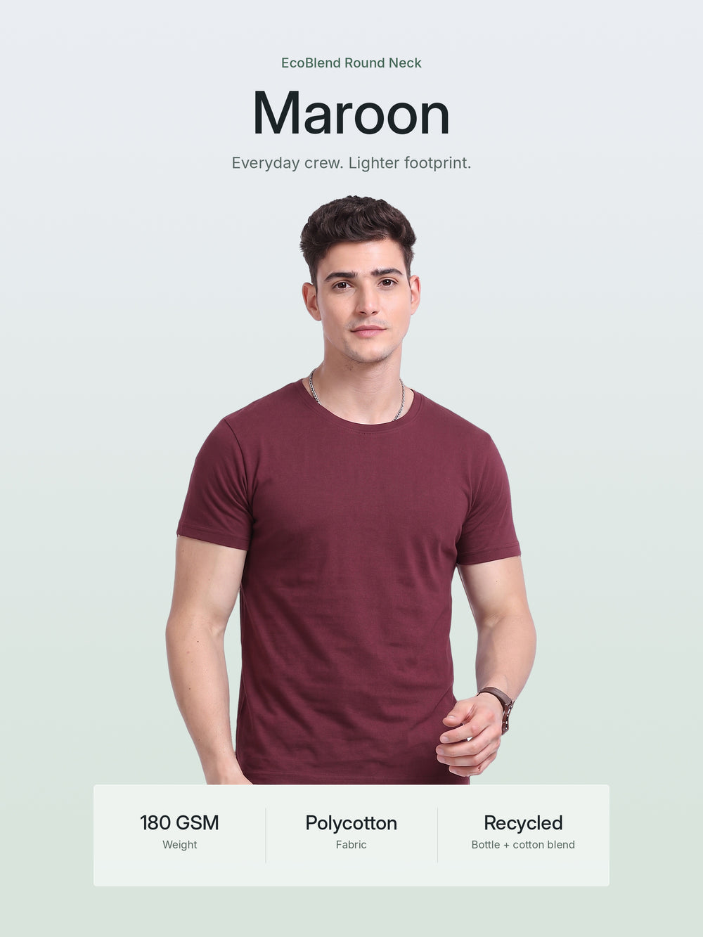 EcoBlend Round Neck Tshirts - Maroon – Hero