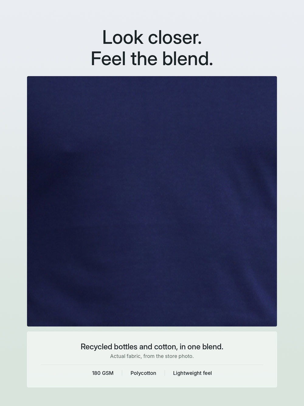 EcoBlend Round Neck Tshirts - Navy Blue – Close-up