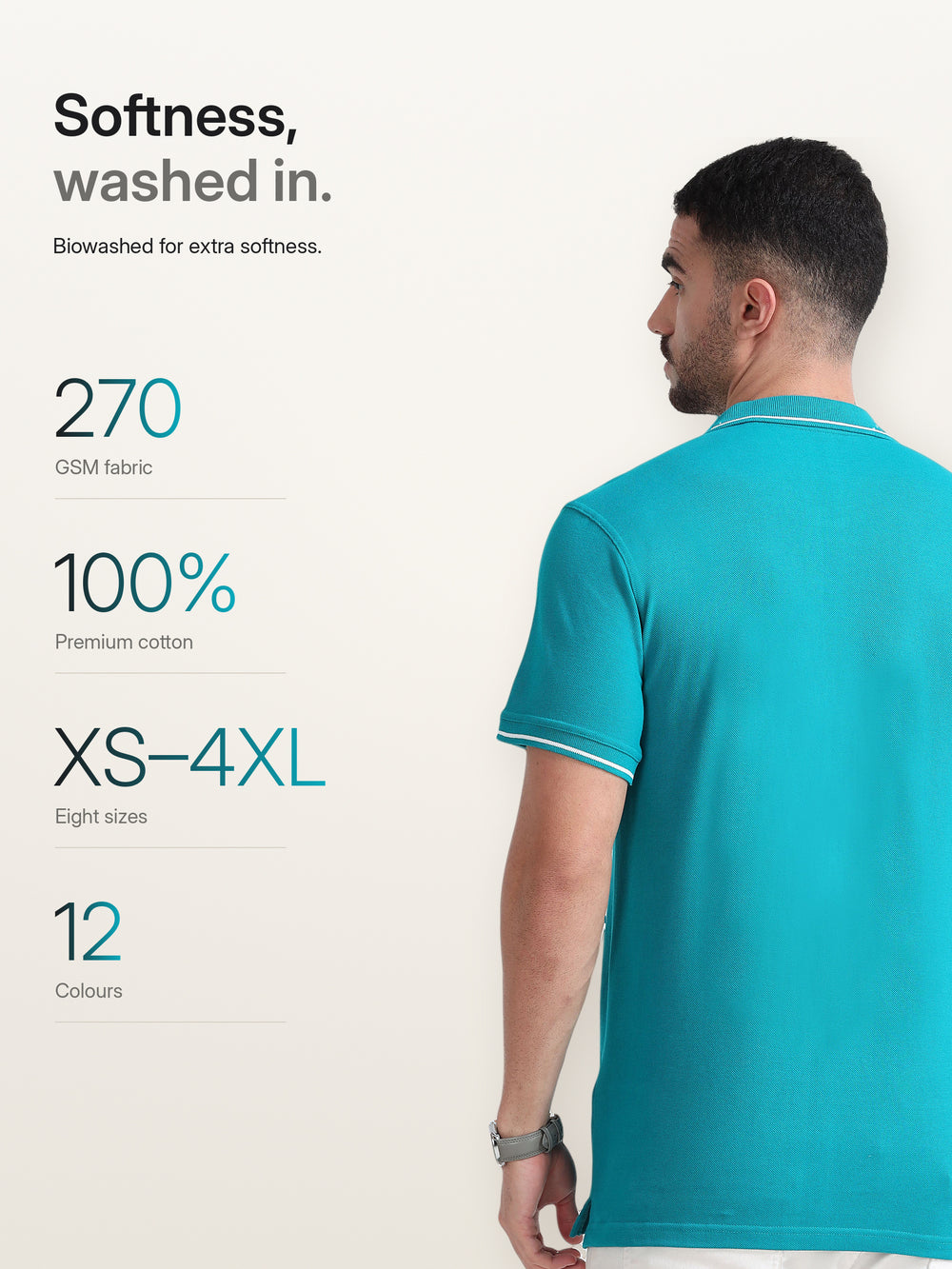 Biowashed Organic Polo - Elec Green with White Tipping – Softness