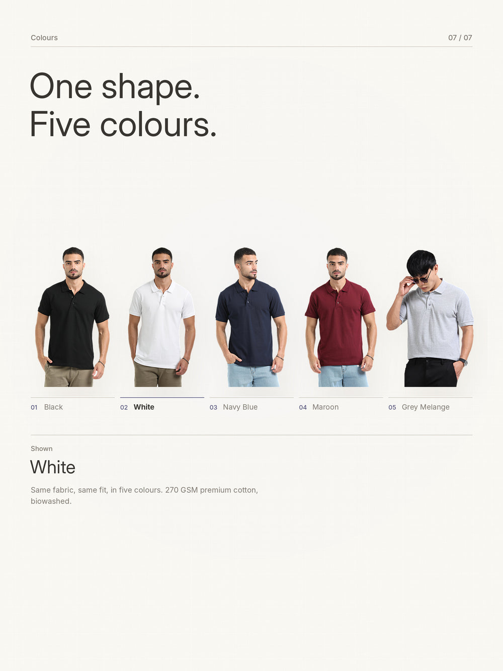 Biowashed Organic Polo Plain - White – Colours