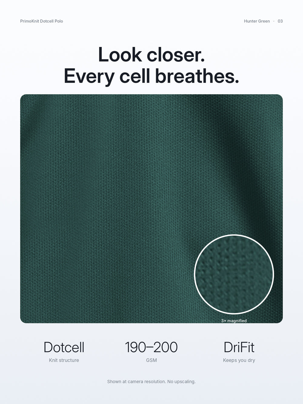PrimoKnit Dotcell Polo - Hunter Green with White Tipping – Close-up