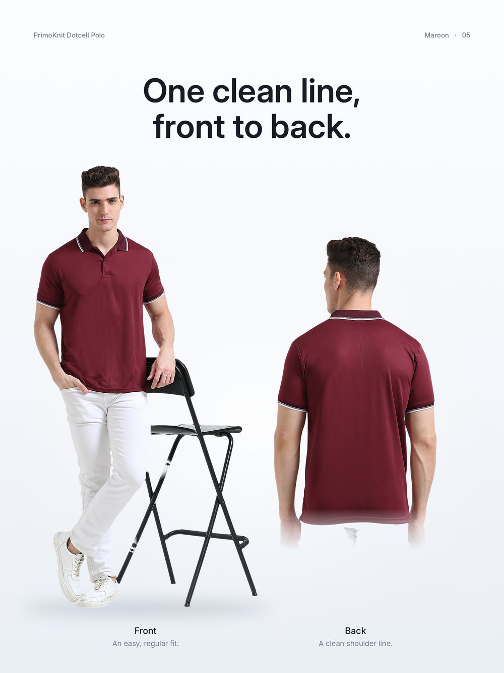 PrimoKnit Dotcell Polo - Maroon with White Tipping – Lifestyle