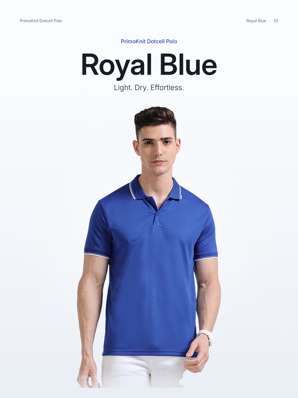 PrimoKnit Dotcell Polo - Royal Blue with White Tipping – Hero