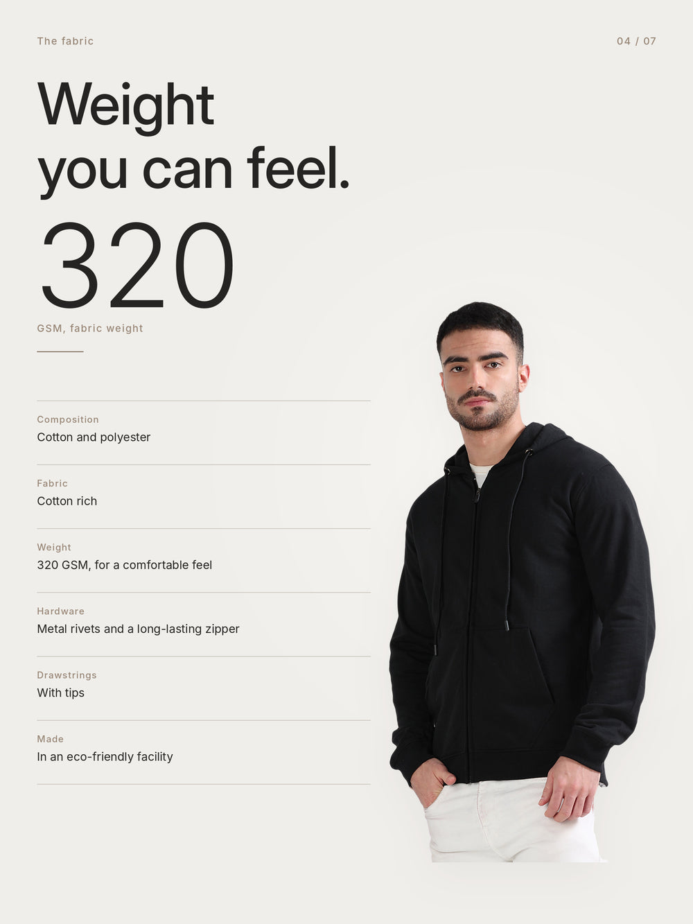 URBANHOOD Premium Hoodies with Zip - Black – Fabric