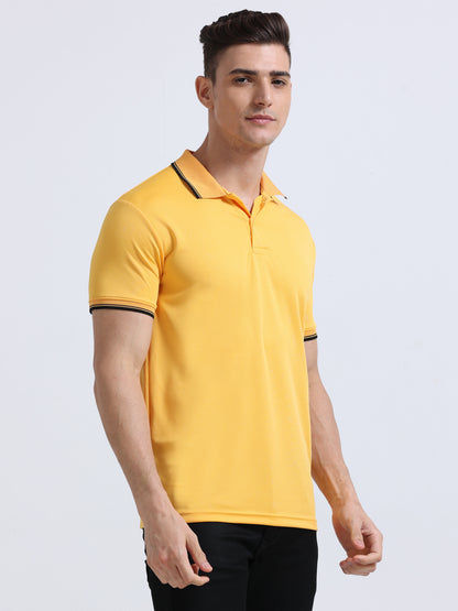 PrimoKnit Dotcell Polo - Gold Yellow with Black Tipping