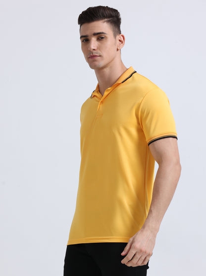 PrimoKnit Dotcell Polo - Gold Yellow with Black Tipping