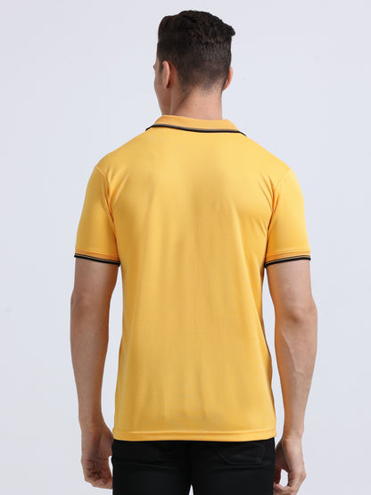 PrimoKnit Dotcell Polo - Gold Yellow with Black Tipping