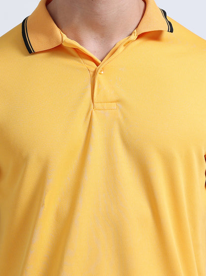 PrimoKnit Dotcell Polo - Gold Yellow with Black Tipping