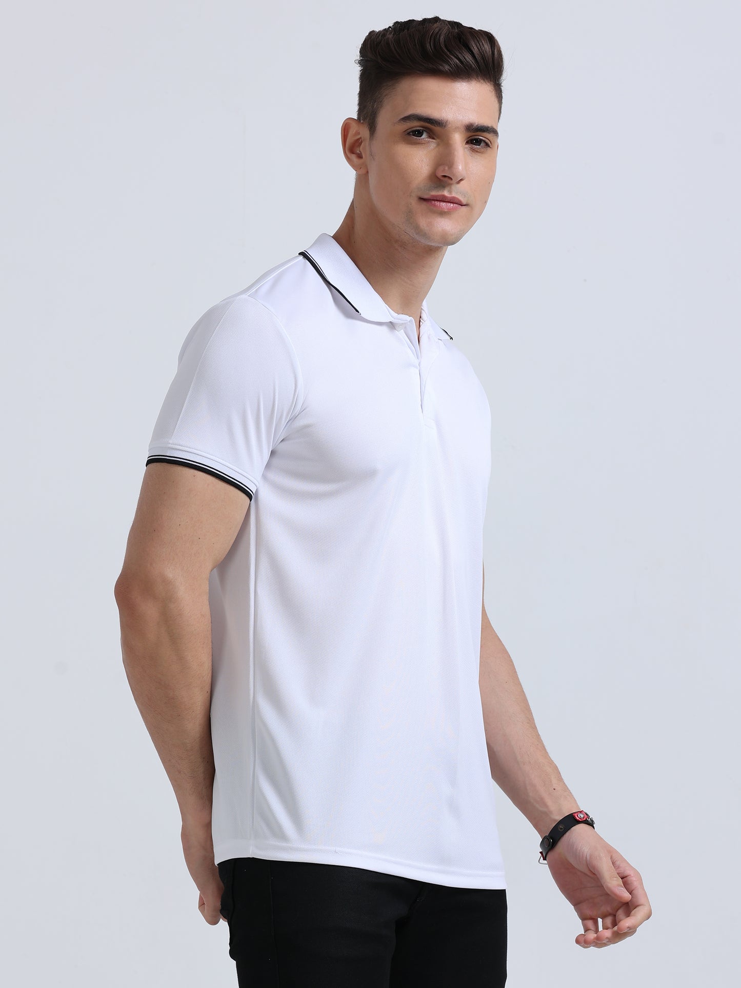 PrimoKnit Dotcell Polo - White with Black Tipping