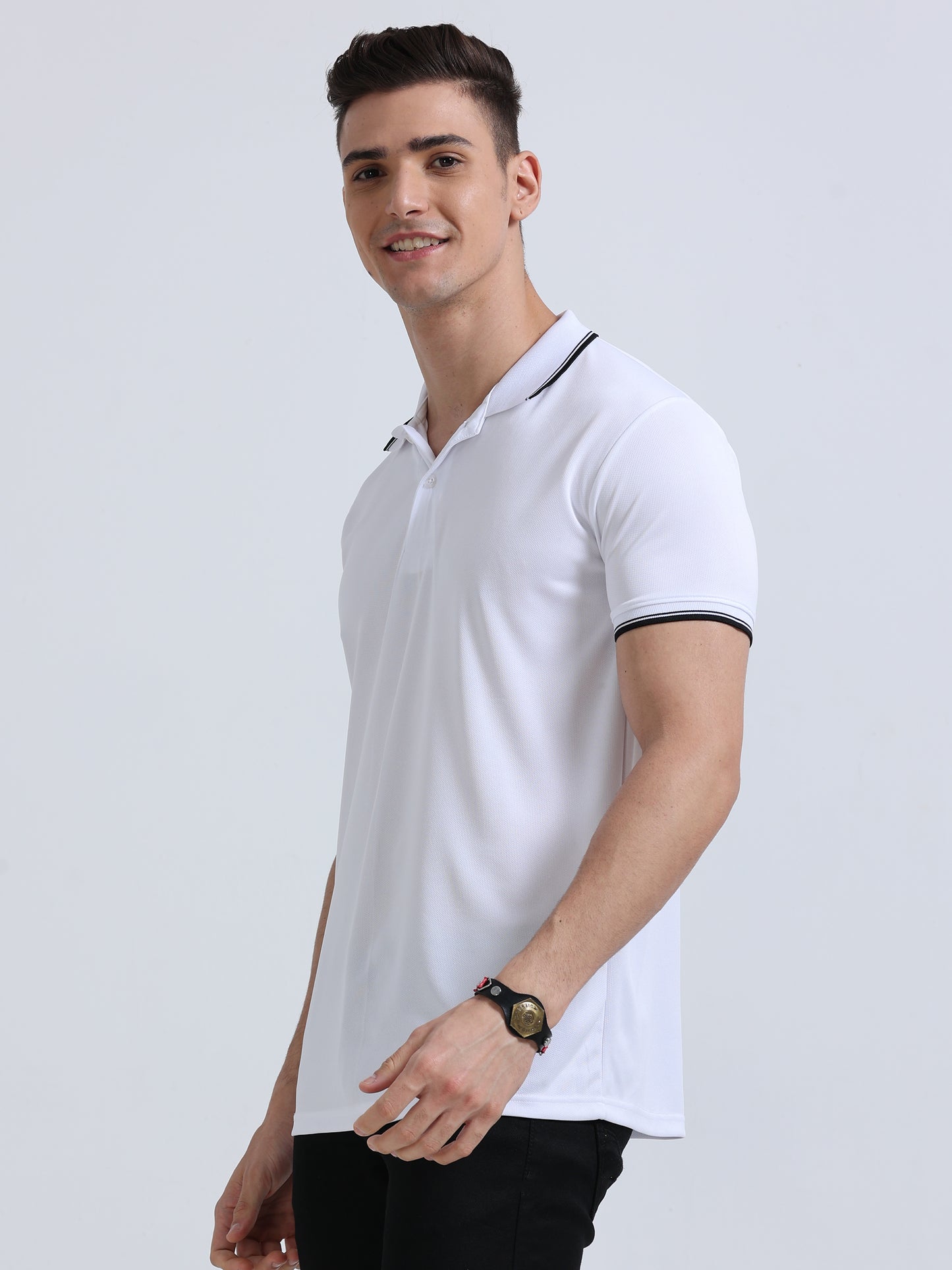 PrimoKnit Dotcell Polo - White with Black Tipping