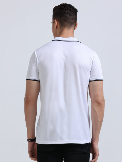 PrimoKnit Dotcell Polo - White with Black Tipping