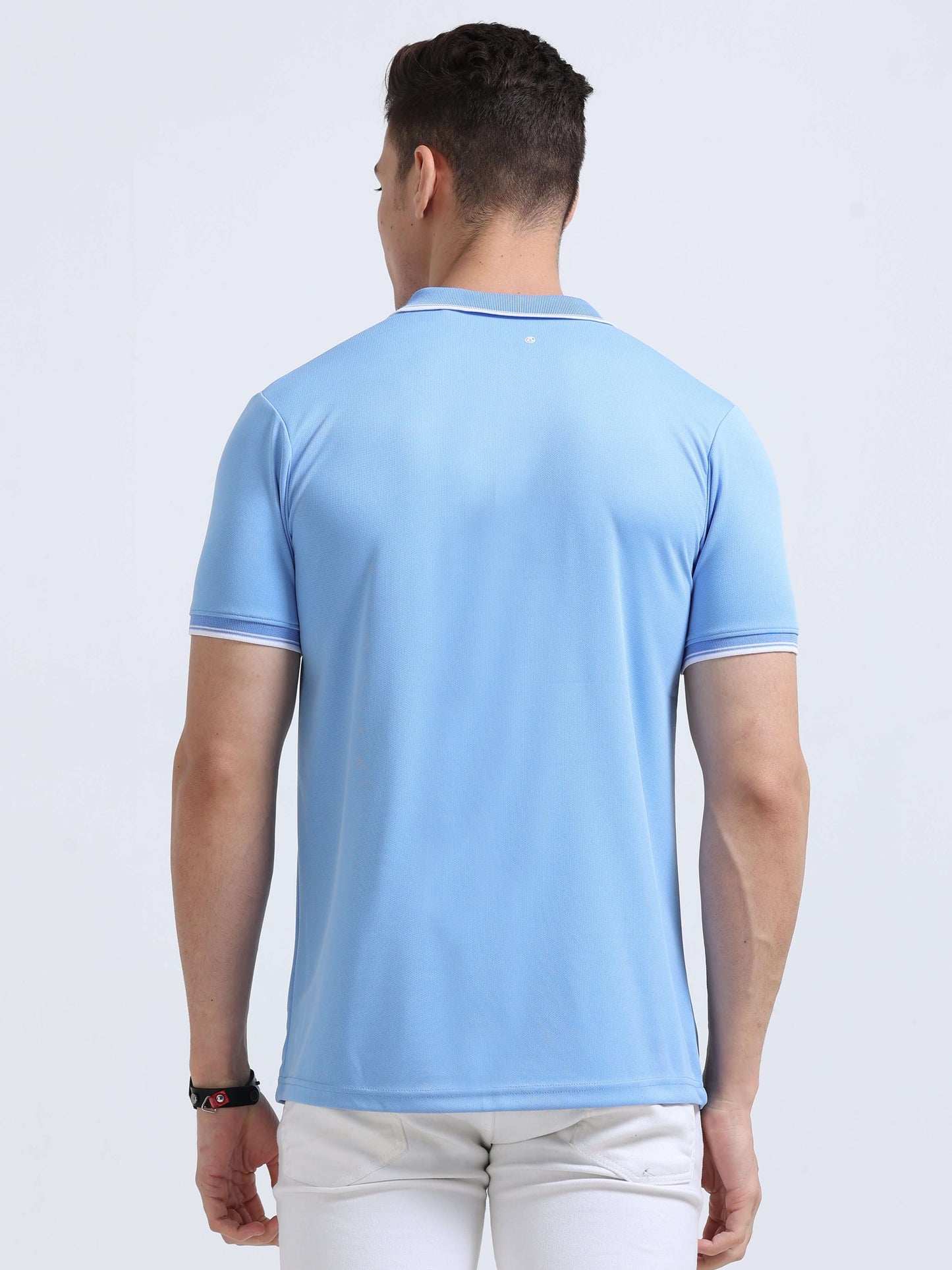 PrimoKnit Dotcell Polo - Sky Blue with Black Tipping