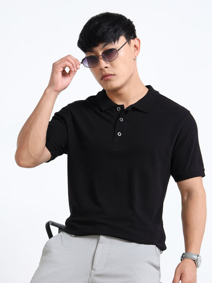 EcoBlend Polo Tshirts - Plain Black