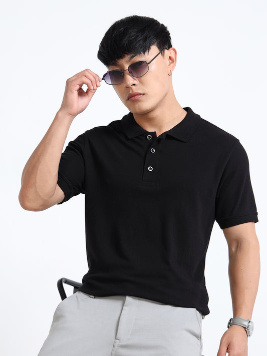 EcoBlend Polo Tshirts - Plain Black