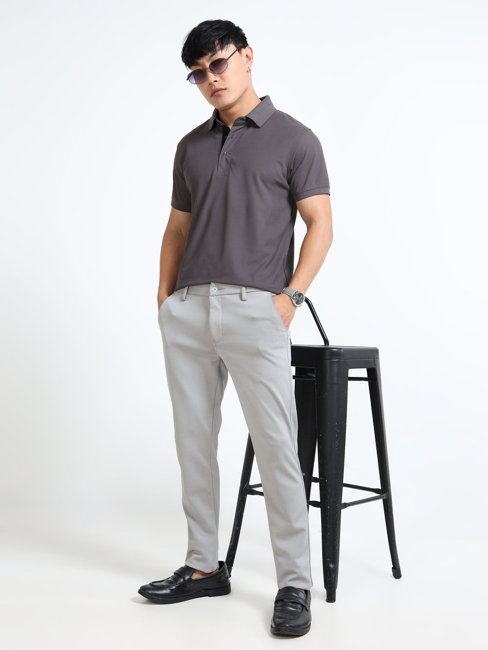 AeroPiq Polo Tshirts - Slate Grey / Charcoal