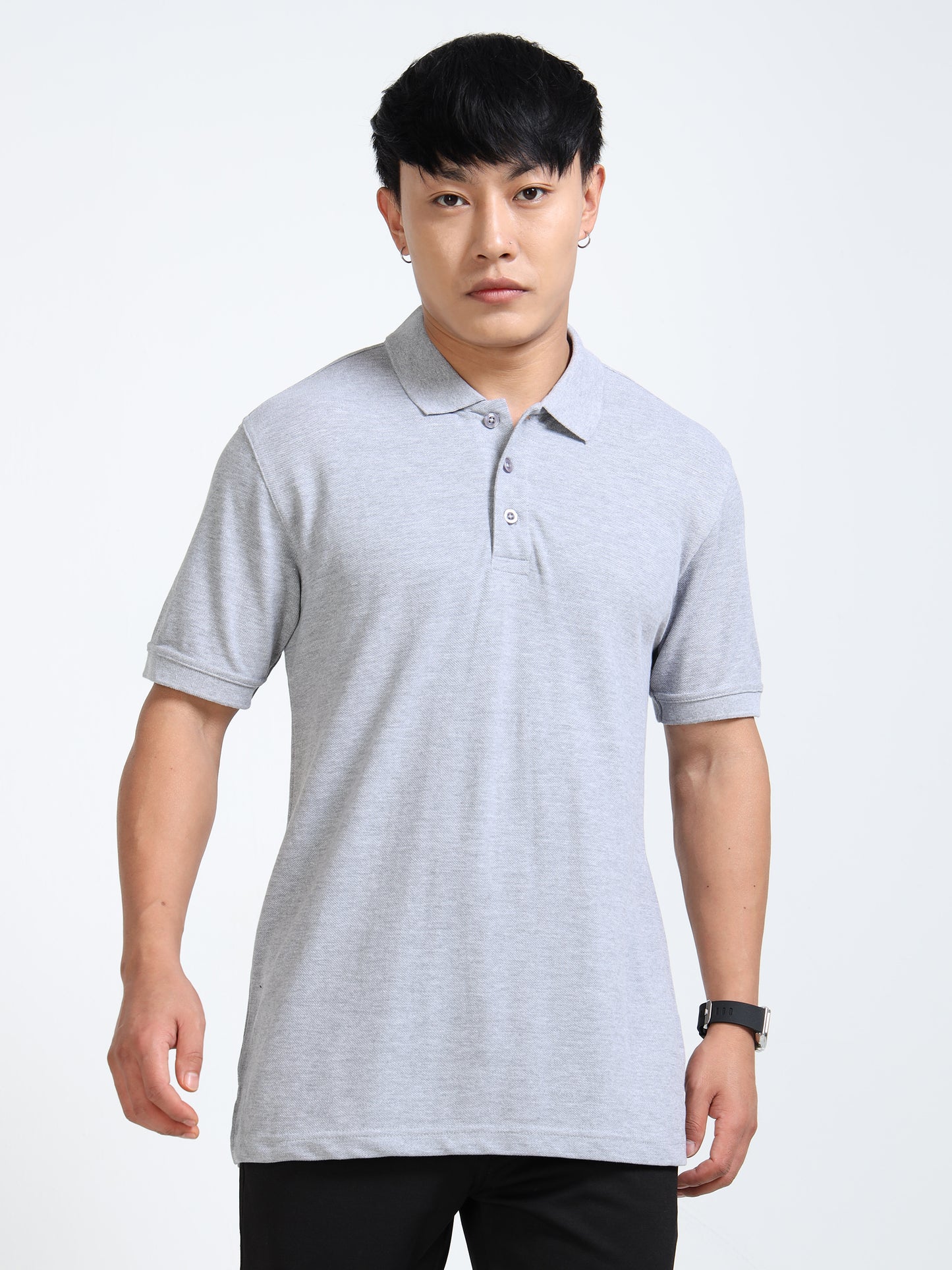 Biowashed Organic Polo Plain - Grey Melange