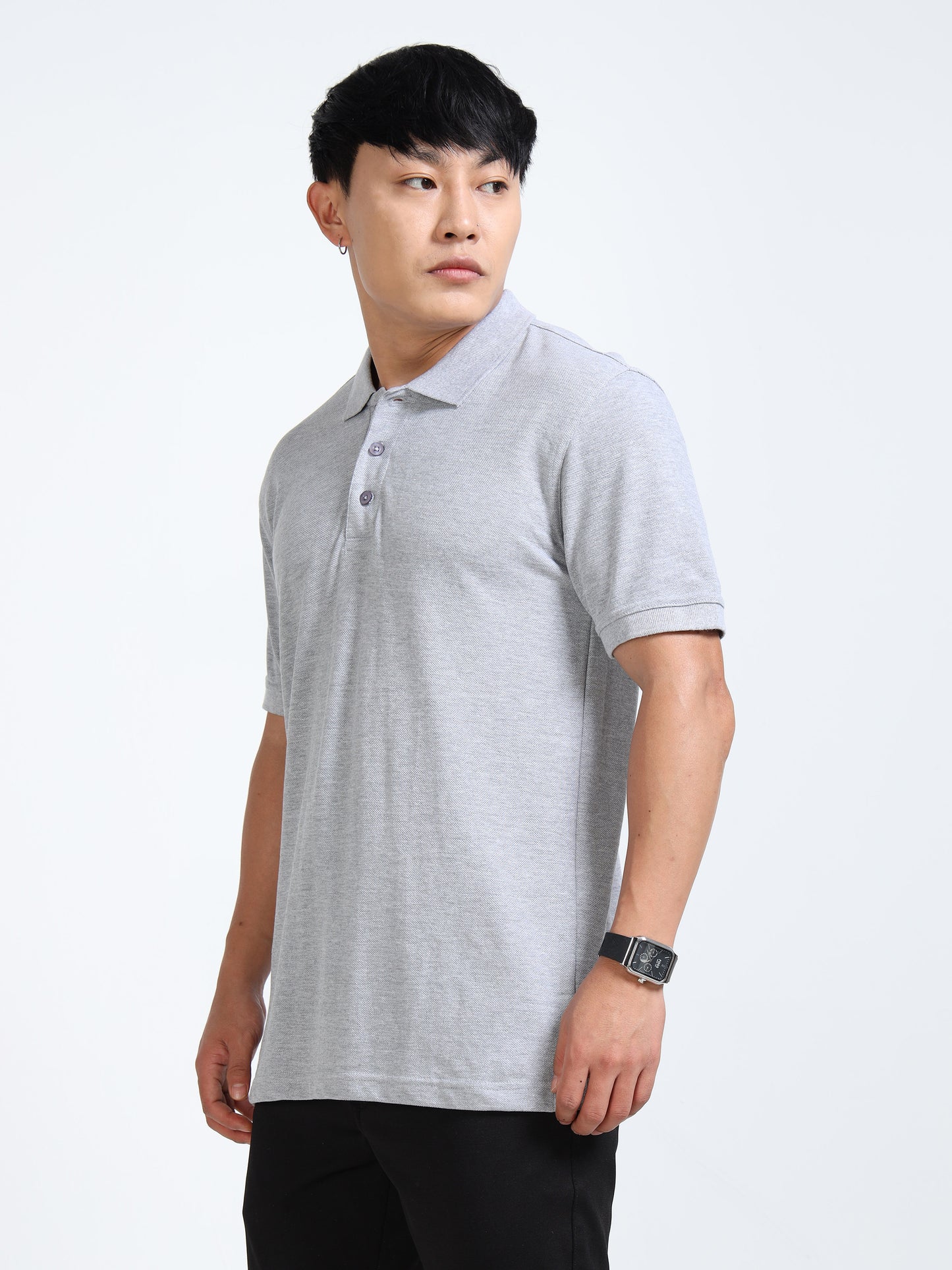 Biowashed Organic Polo Plain - Grey Melange