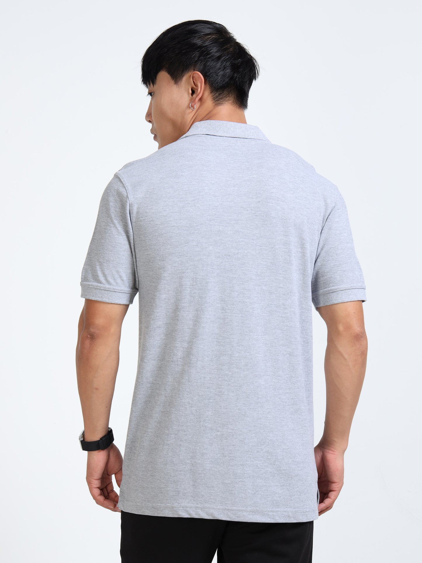 Biowashed Organic Polo Plain - Grey Melange