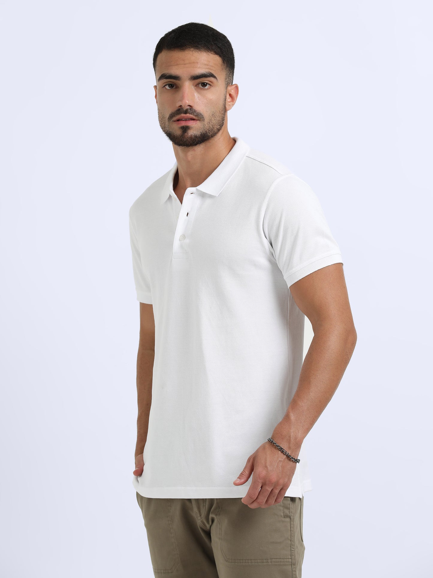 Biowashed Organic Polo Plain - White