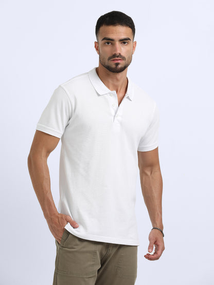 Biowashed Organic Polo Plain - White