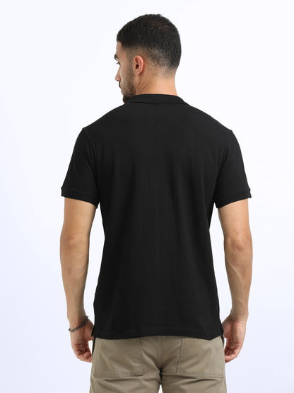 Biowashed Organic Polo Plain - Black