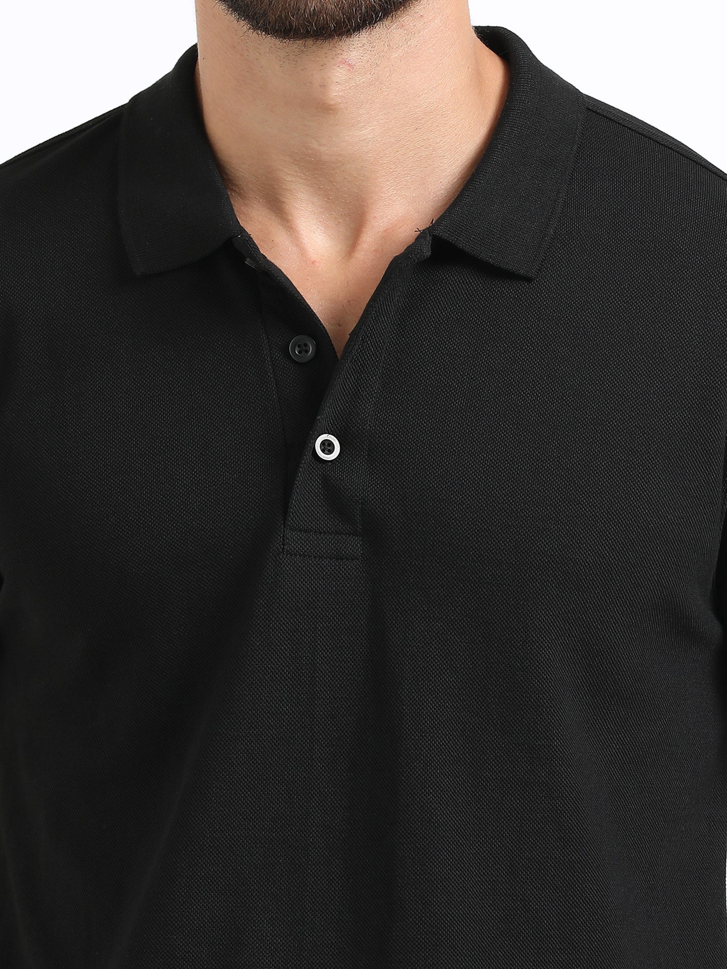 Biowashed Organic Polo Plain - Black