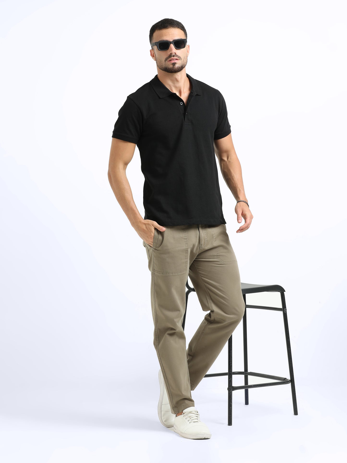 Biowashed Organic Polo Plain - Black