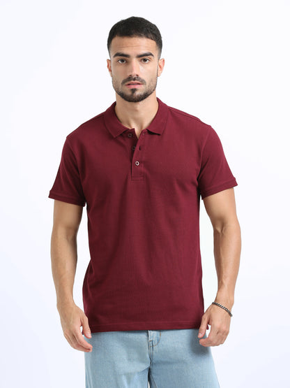 Biowashed Organic Polo Plain - Maroon